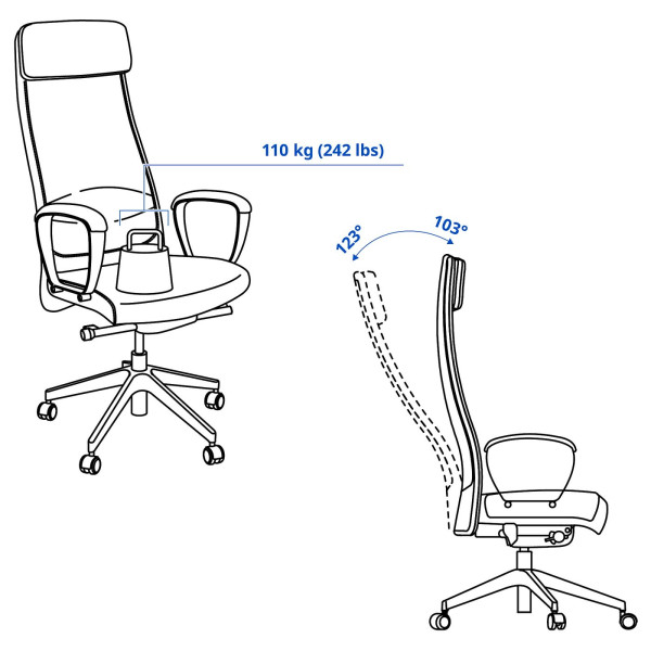Офісне крісло для персоналу IKEA MARKUS Dark Gray (105.888.01)