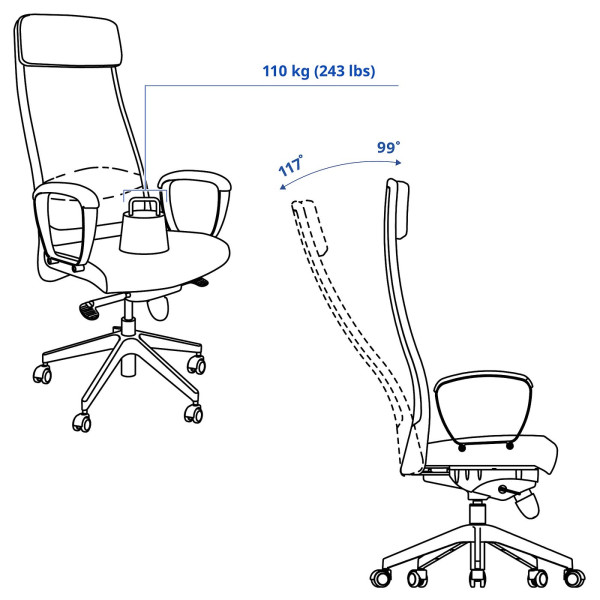 Офісне крісло для персоналу IKEA MARKUS Dark Gray (702.611.50)