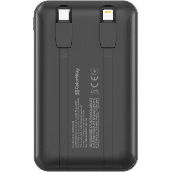 Батарея універсальна ColorWay 20 000 mAh DigiPower PD/45W, QC/4.0, Black (CW-PB200LP04BK)