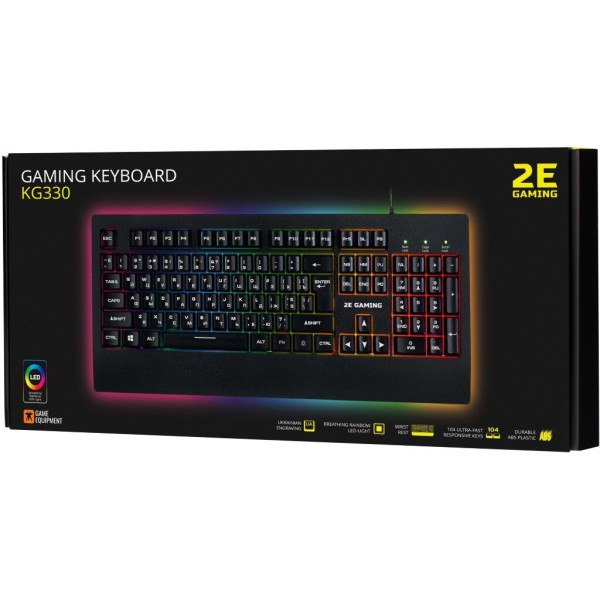 Клавіатура дротова 2E Gaming KG330 LED Ukr USB Black (2E-KG330UBK)