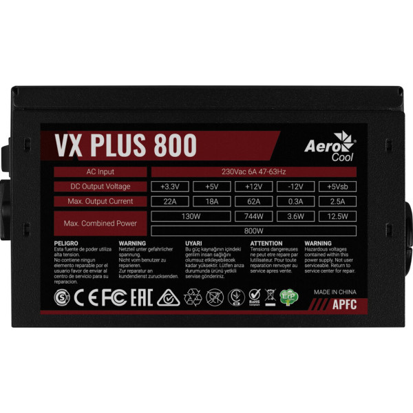 Блок живлення AeroCool 800W VX Plus Stealth (ACPN-VS80AEY.12)