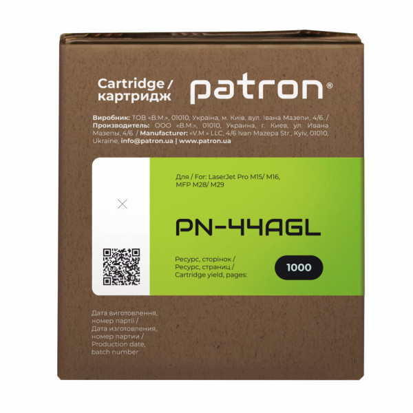 Картридж Patron HP LJ CF244A GREEN Label (PN-44AGL)