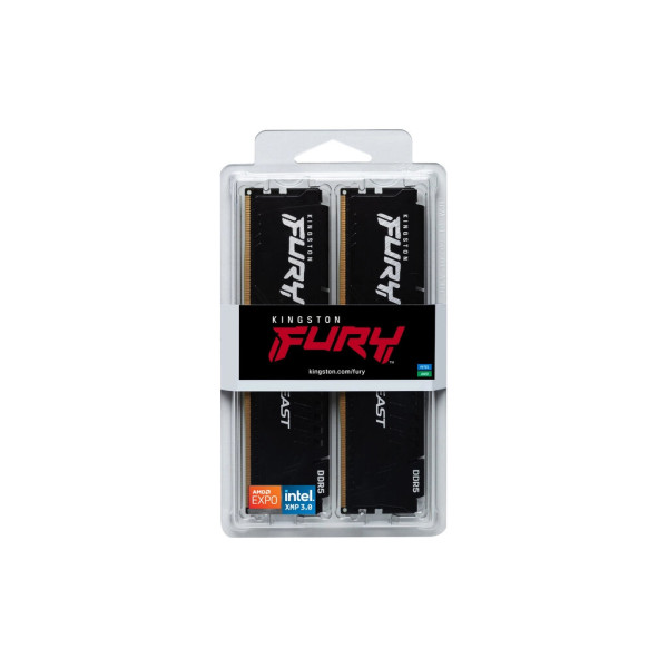 Модуль пам'яті для комп'ютера DDR5 64GB (2x32GB) 5200 MHz Beast Black Kingston Fury (ex.HyperX) (KF552C40BB2K2-64)