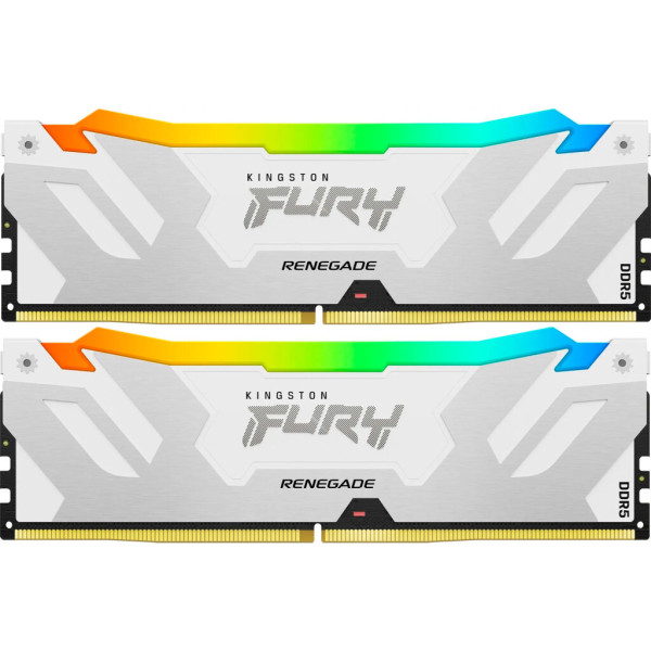 Модуль пам'яті для комп'ютера DDR5 48GB (2x24GB) 8000 MHz Renegade RGB White/Silver Kingston Fury (ex.HyperX) (KF580C38RWAK2-48)