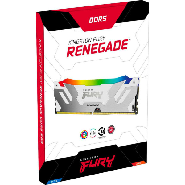 Модуль пам'яті для комп'ютера DDR5 48GB (2x24GB) 8000 MHz Renegade RGB White/Silver Kingston Fury (ex.HyperX) (KF580C38RWAK2-48)