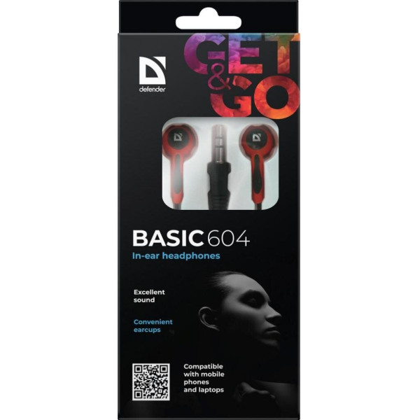 Навушники Defender Basic-604 Red/Black (63605)
