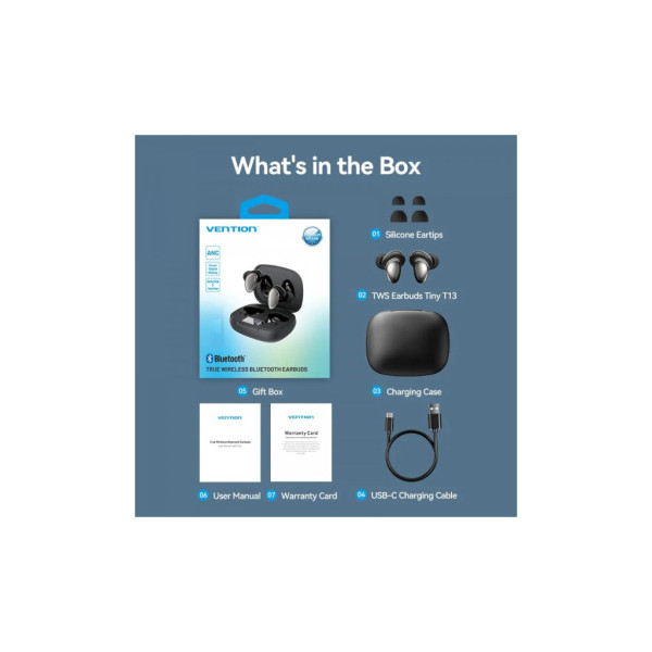 Навушники Vention Tiny Earbuds T13 Black (NBNB0)